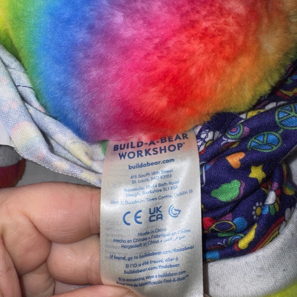 Build a Bear RAINBOW BEAR-LIEN ALIEN stuffed in pajamas - Picture 7 of 8